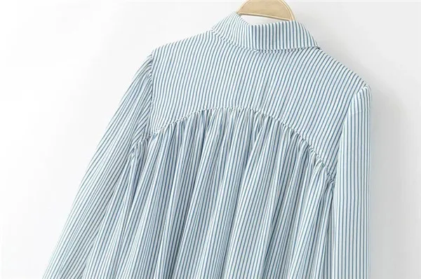 

2018 Spring Fashion Bowknot Stand Neck Striped Shirt Casual Women Long Sleeve Tops E1236DW