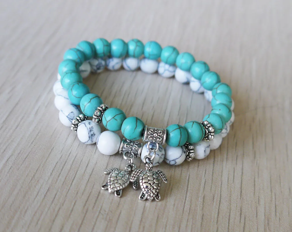 New 2pcs Turtle bead ball quality stones charms of men and women bracelets jewelry | Bracelets