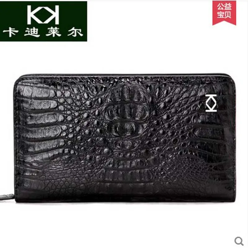 

KADILER new hot free shipping Thai crocodile bag male capacity male long zipper wallet leather clutches business men bag