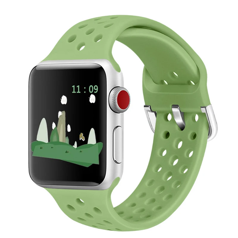Совместимый резиновый ремешок для Apple Watch 4 5 40 мм 44 мм мягкий силиконовый спортивный дышащий ремешок для iWatch серии 5 4 3 2 1 38 мм 42 мм - Цвет ремешка: Color 14
