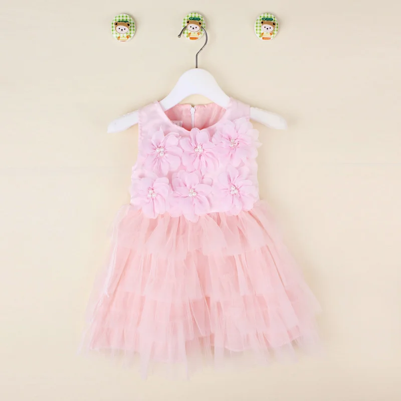 Элегантное платье принцессы без рукавов для девочек детское с цветами и