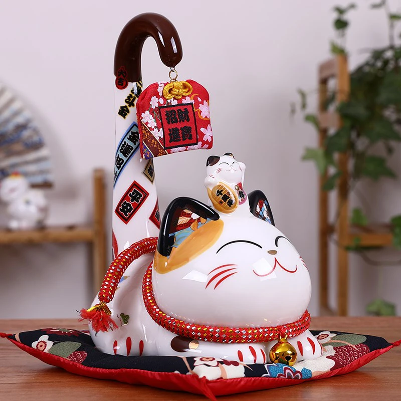 Творческая кошка с длинным хвостом Керамика Lucky Cat Копилка открытие магазина