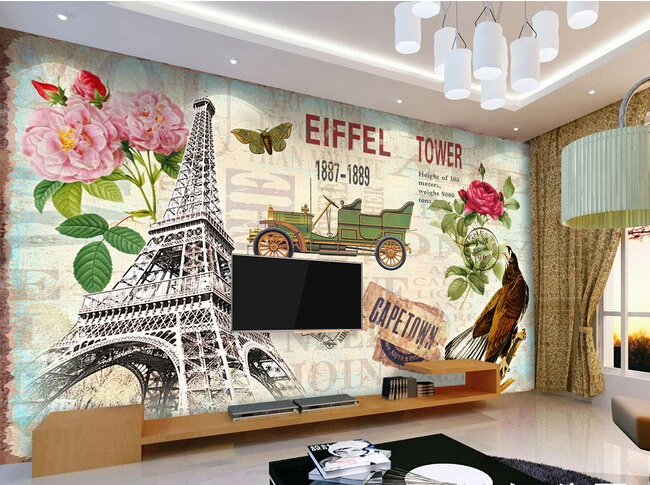 Обои на заказ в стиле ретро настенные виниловые обои с изображением Парижской