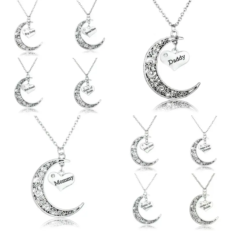 Винтажное ожерелье с кулоном в ретро стиле мама папа нана луна Sis женщины мужчины