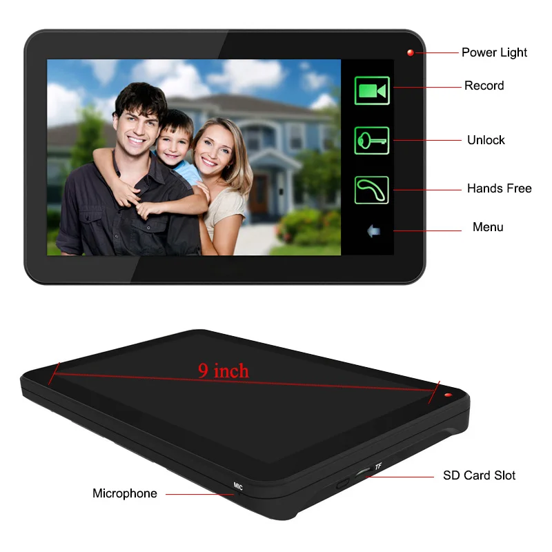 Видеодомофон с сенсорным экраном 9 &quot домофон со сканером отпечатка