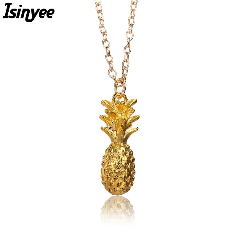ISINYEE модное ожерелье с маленьким кулоном в виде ананаса для женщин аксессуары