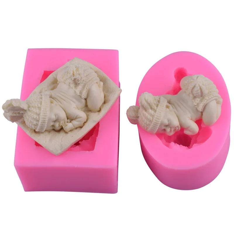 

Sleeping baby shape turn over sugar silicone mold cake decoration mold