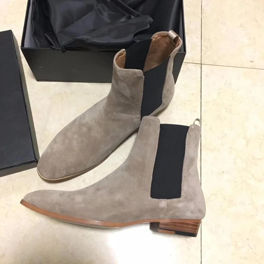 Новые роскошные коричневые мужские ботинки челси из натуральной замши Kanyest West