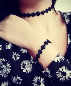 

2017 New Fashion Harajuku Sweet Daisy Flower Pattern Neck Strap Necklace and Bracelets For Women Wholesale