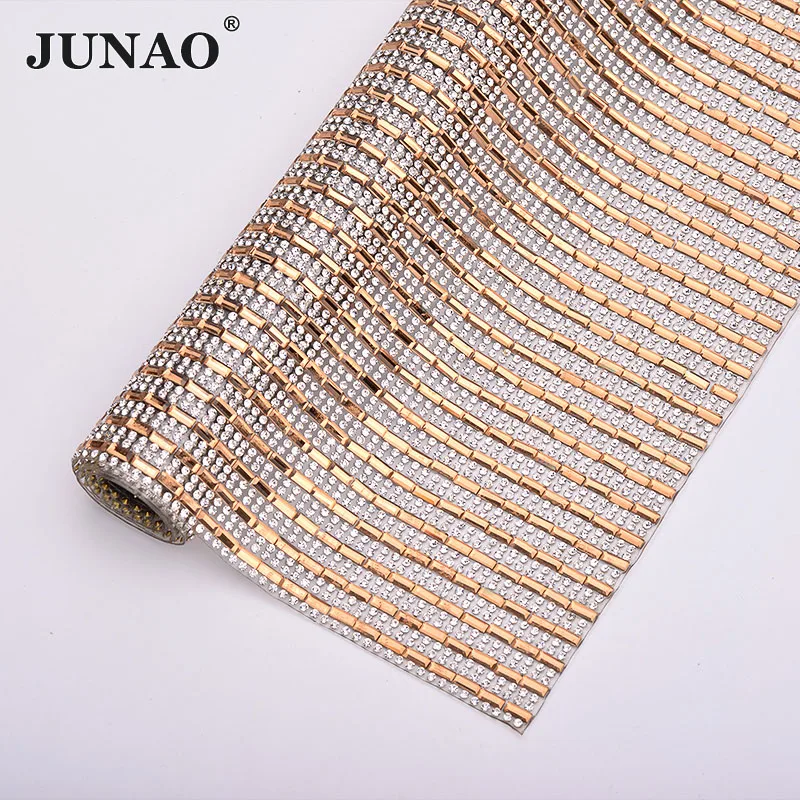 JUNAO 24x40 см Φ отделка стеклянная Хрустальная лента Ткань Горячая фиксация
