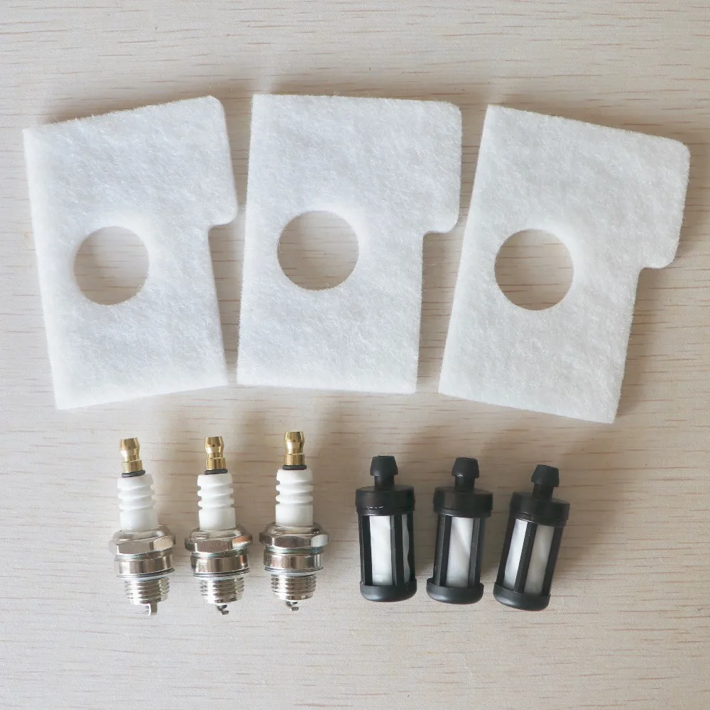 EACH 3PCS AIR FILTER SPONGE + SPARK PLUG + FUEL FILTER KIT FOR STIHL MS180 MS170 018 017 CHAINSAW