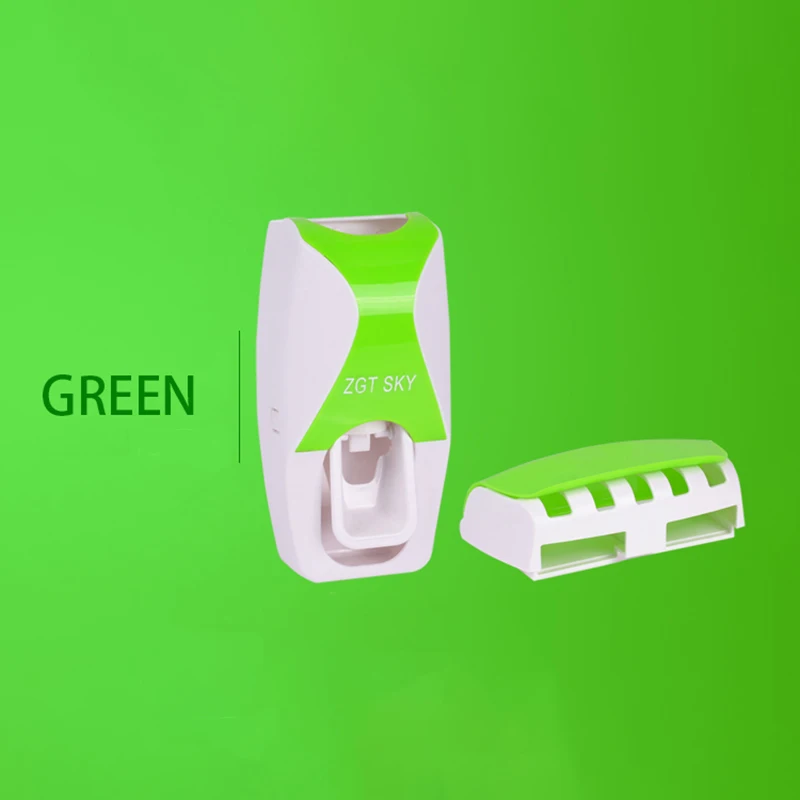 Green Gunot Настенный Автоматический Диспенсер зубной пасты, для зубной щетки держатель Пластик Аксессуары для ванной комнаты набор зубная паста ленивый диспенсер - Цвет: Green