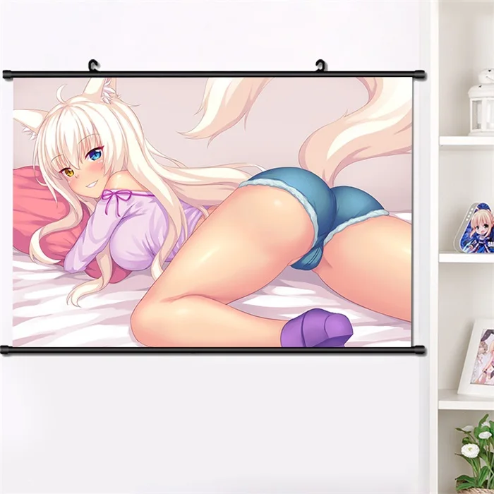 B Аниме NEKOPARA Chocolat ванильный Azuki кокосовый настенный Свиток Плакат манга настенные подвесные плакаты модное украшение дома 40*60 см - Цвет: B