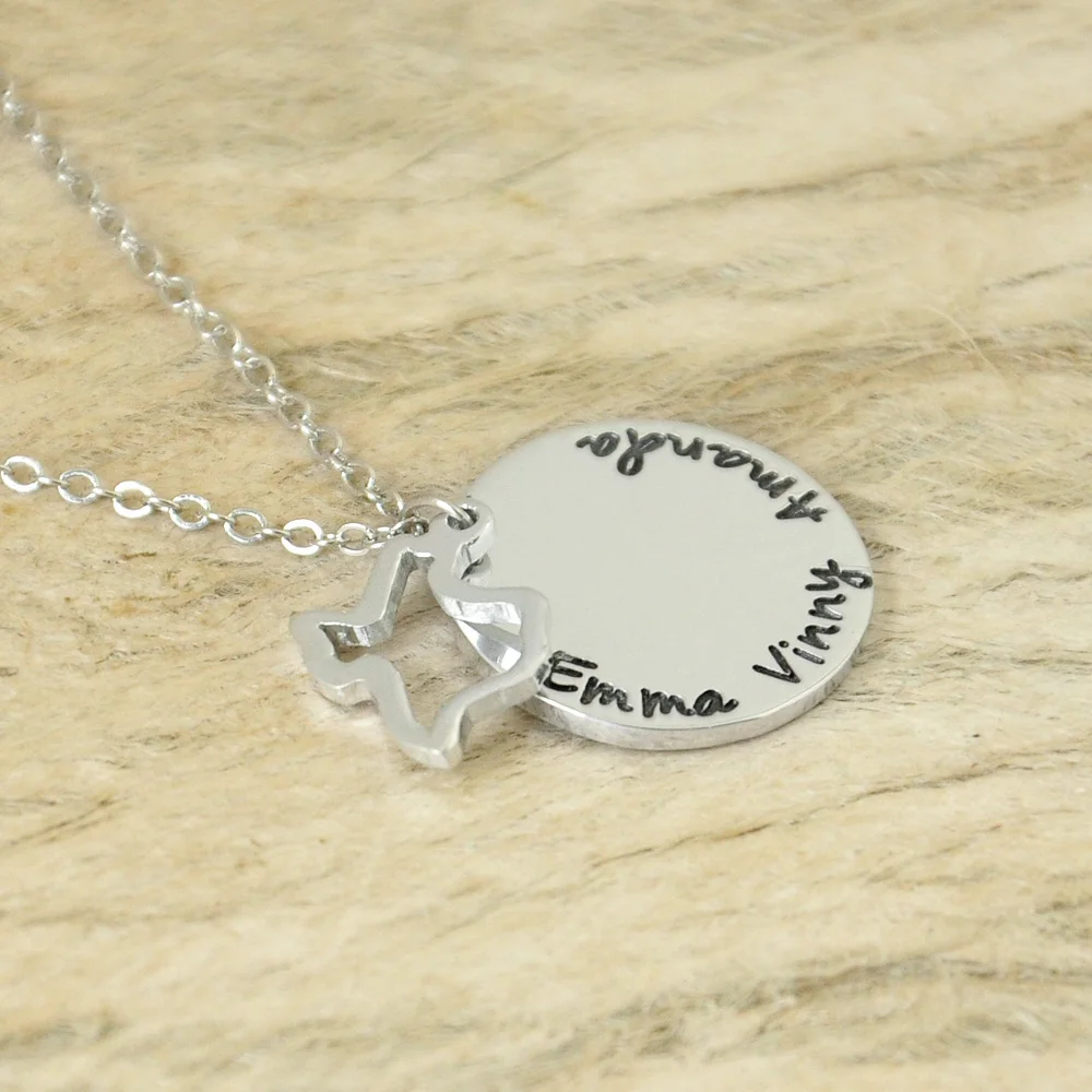 Personalized Charm Outline Texas Necklace State Pendant Hand Stamped Jewelry | Украшения и аксессуары