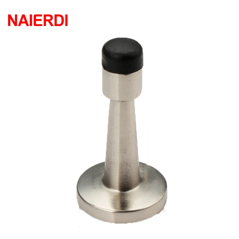 

NAIERDI Zinc Alloy Sliver Wall Mounted Door Stop Stopper Rubber Holder Catch Floor Fitting With Screws For Bedroom Family Home