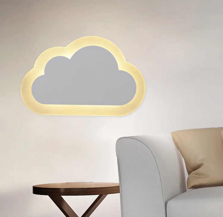 Светодиодный акриловый настенный светильник с облаками прикроватный для
