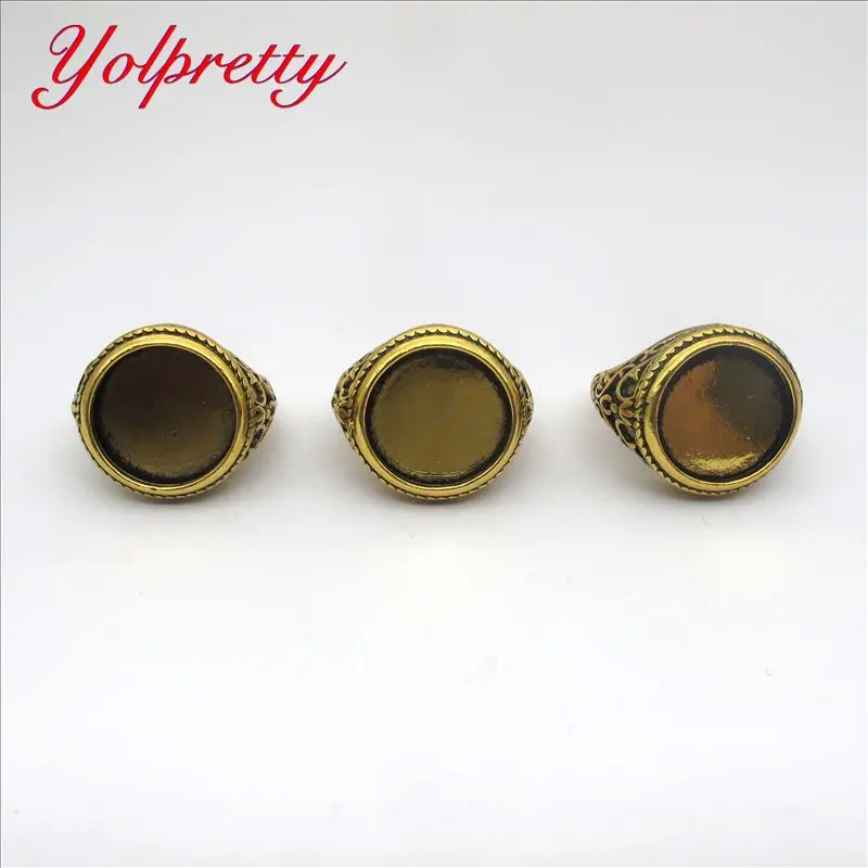 Yolprtty Originality wholesale 1pcs 16mm Zinc Aiioy Retro Gemstone Ring Adjustable setting findings | Украшения и аксессуары