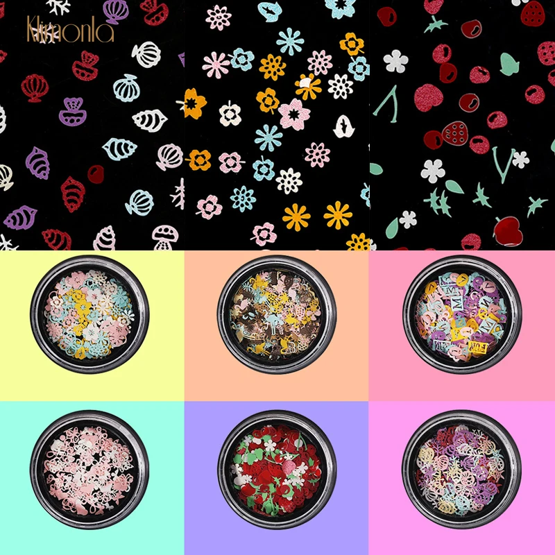 Блестки для ногтей в форме клубники и бабочки с цветками блестками украшения