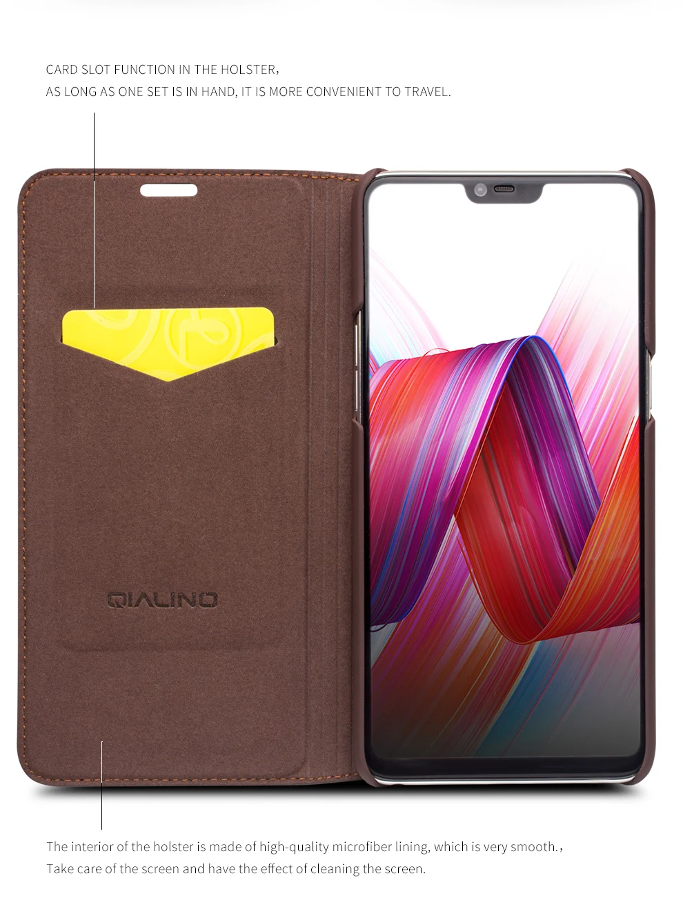 QIALINO, натуральная кожа, Ультратонкий чехол для телефона OPPO R15, роскошный, ручной работы, модный, с отделением для карт, откидной чехол для OPPO R15, 6,28 дюймов