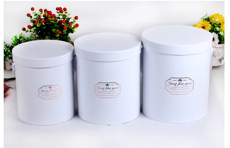 Подарочные коробки, 3 шт./компл. flosrist цветы упаковка круглые, картонные коробки свадебные праздничные сувениры Лидер продаж года Шесть цветов на выбор - Цвет: white