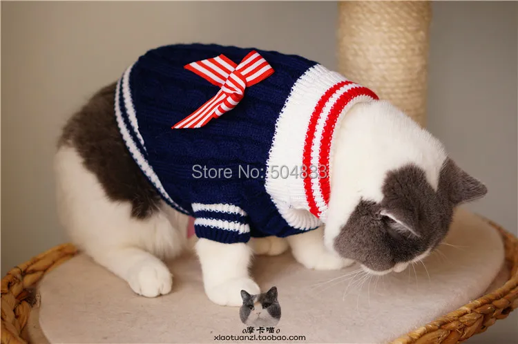 Свитер для котов матросский стиль щенок собака пуловеры животных одежда XXS-XL