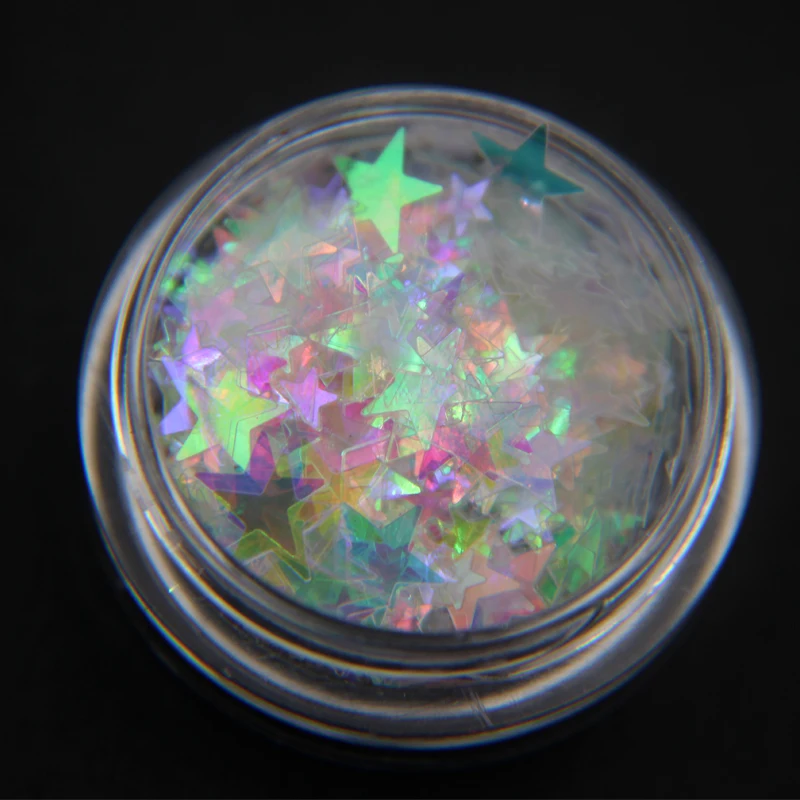 

1box Galaxy Nail Glitter Multi-size Laser Sequins Glitter Holographic Hexagon Star Heart Sparkles Nail Art Decorations