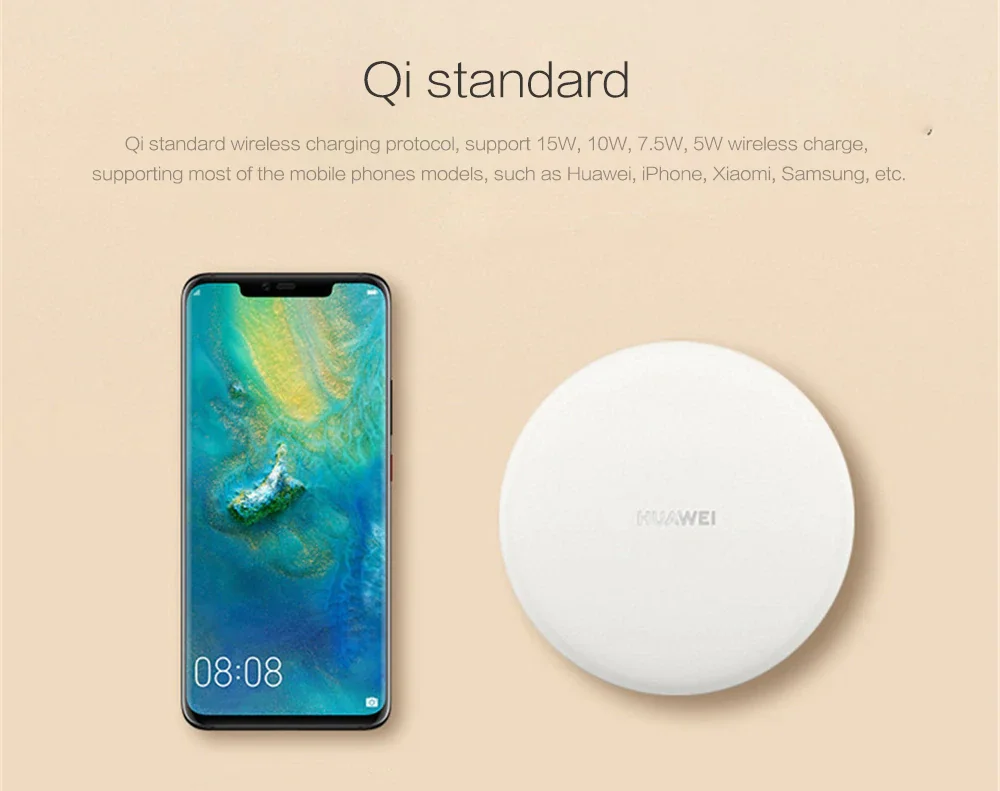 Оригинальное Беспроводное зарядное устройство huawei CP60 Smart QI 15 Вт Максимальная Быстрая зарядка для mate 20 Pro RS совместима с IPhone samsung