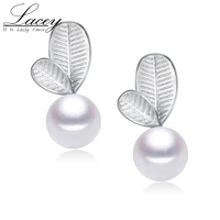 100 genuine s925 sterling silver pearl earrings for wedding party natural pearl double leaves earrings jewelrybest gifts