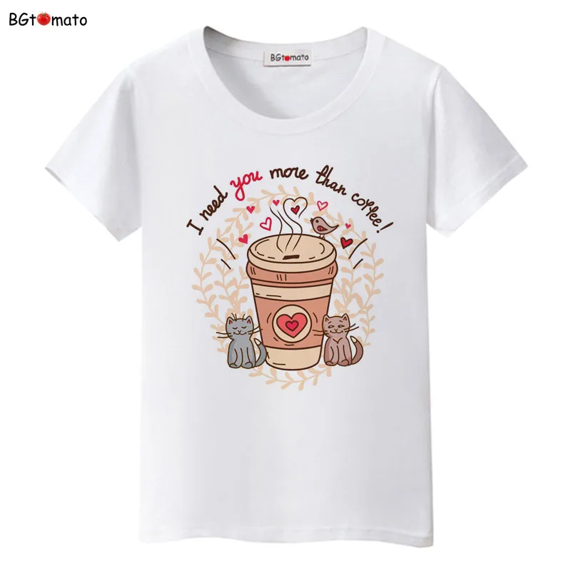 Футболка BGtomato coffee забавная Женская милая уличная одежда милые футболки с