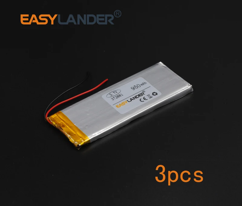 3 шт. 7 В 950 мАч 372881 полимерный литий ионный аккумулятор для Mp3 Mp4 PAD DVD DIY электронная