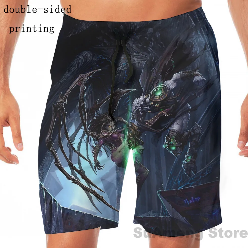 Майка для мужчин и женщин Stacraft Zeratul vs Kerrigan Забавный принт пляжные шорты женские
