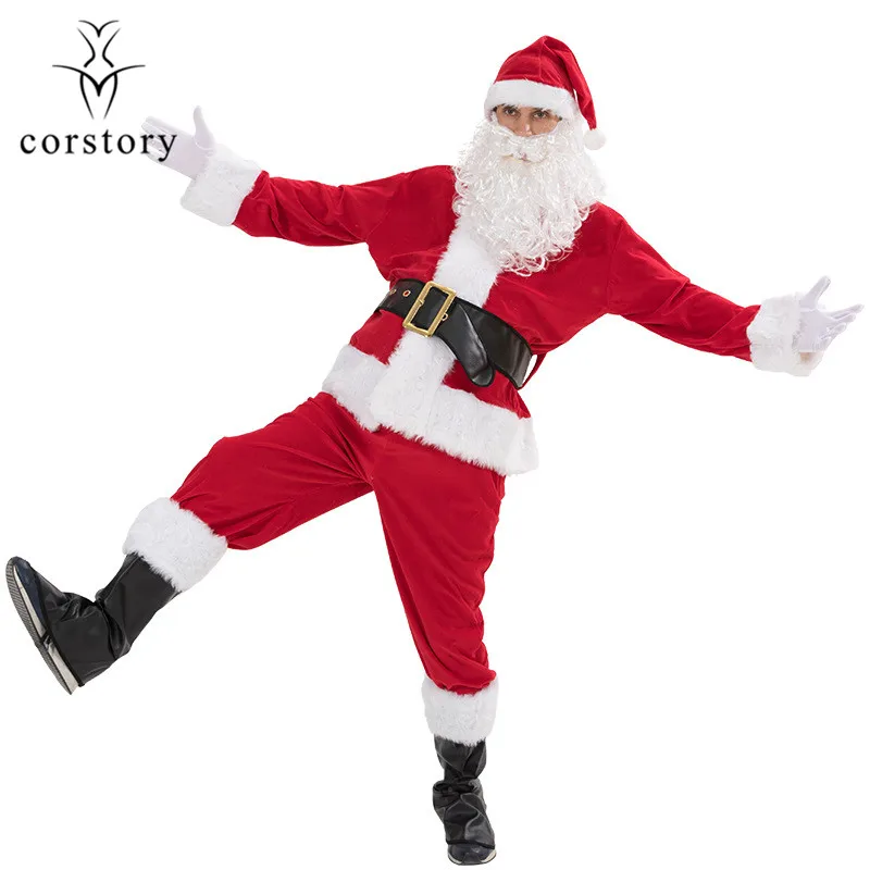 Corstory Отец Рождество Косплей Одежда для взрослых 7 шт. полный комплект