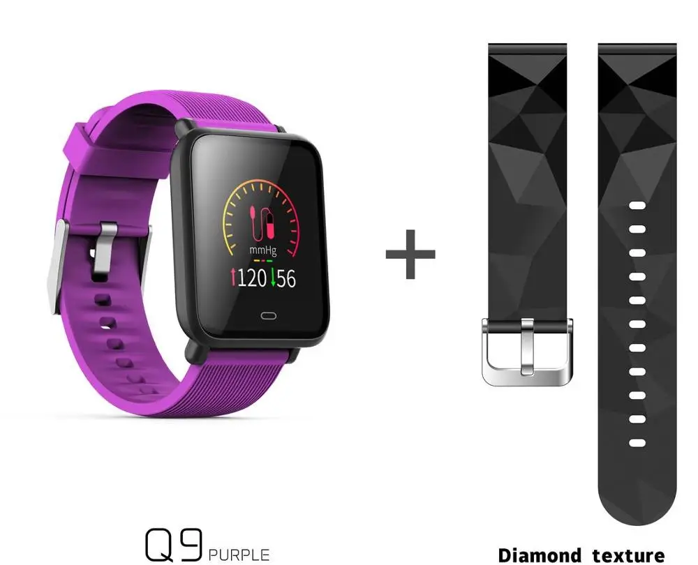 Purple С коробкой) Diggro Q9 Смарт часы кровяное давление монитор сердечного ритма IP67 Водонепроницаемый Фитнес Trakcer часы для мужчин и женщин умные часы - Цвет: Purple