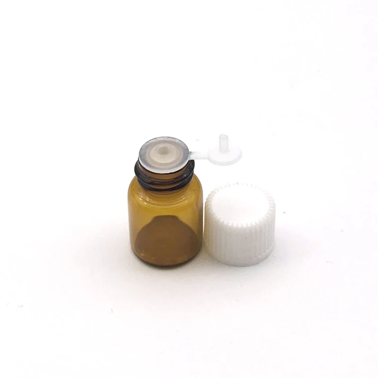 Amber With Whitk Cap Мини эфирное масло стеклянная бутылка с отверстием редуктор сиамская заглушка винтовая крышка небольшой образец 2 мл флаконы янтарного цвета - Цвет: Amber With Whitk Cap