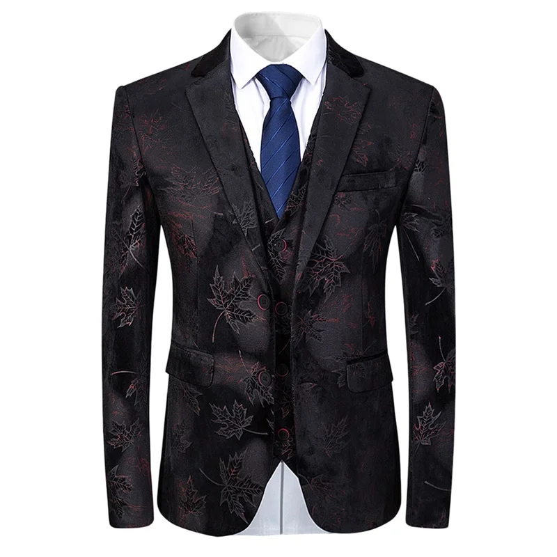 YUNCLOS плед печатных 3 шт. мужской костюм шаль воротник Slim Fit роскошные свадебные