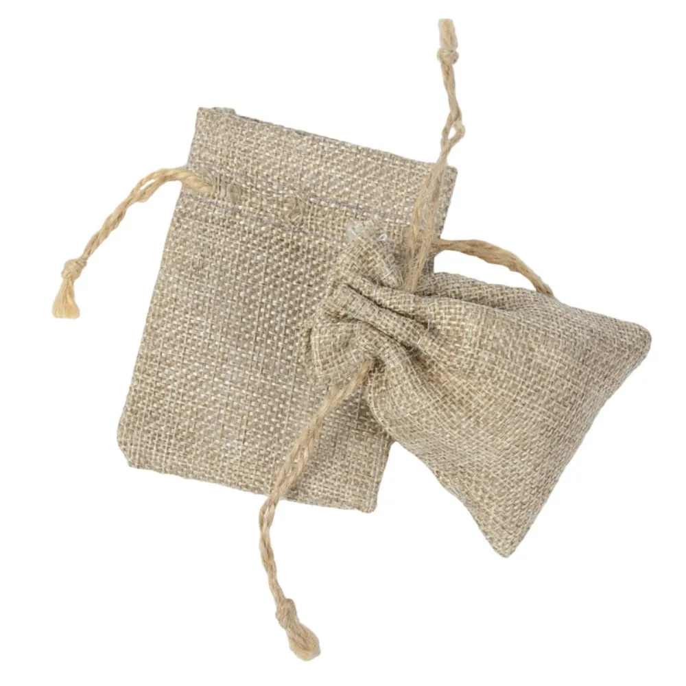

7x9cm Rustic Burlap Jute Drawstring Gift Bag For Wedding Birthday Party Favors Sack Candy Jewelry Packaging Pouch 50pcs