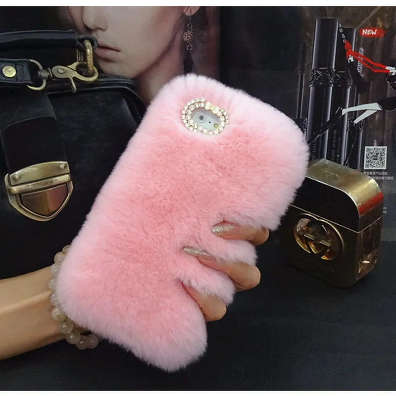 Case For Samsung Galaxy A3 A5 A7 2017 Luxury Rabbit Hair Coque Cover Fur Rhinestone Bling Funda Carcasas Capa Lady Winter Skin |
