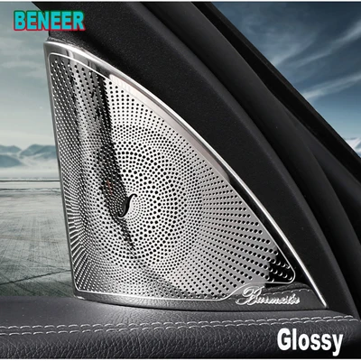 glossy 2 шт. аудио динамик автомобильный громкий динамик накладка наклейки для Mercedes Benz AMG 16-18 E W213 класс - Название цвета: glossy