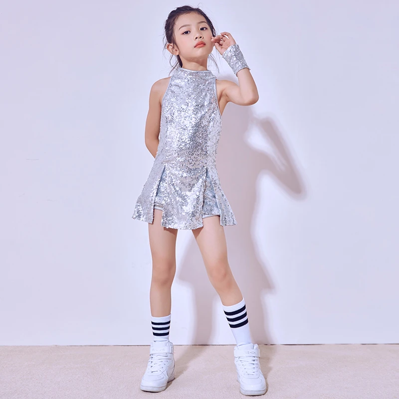 Детские джазовые танцевальные костюмы с блестками для девочек одежда