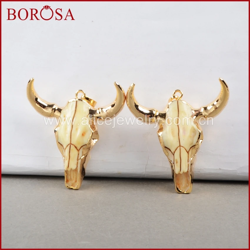 Бусина с головой буйвола BOROSA бусина золотого цвета шармом в виде быка и крупного