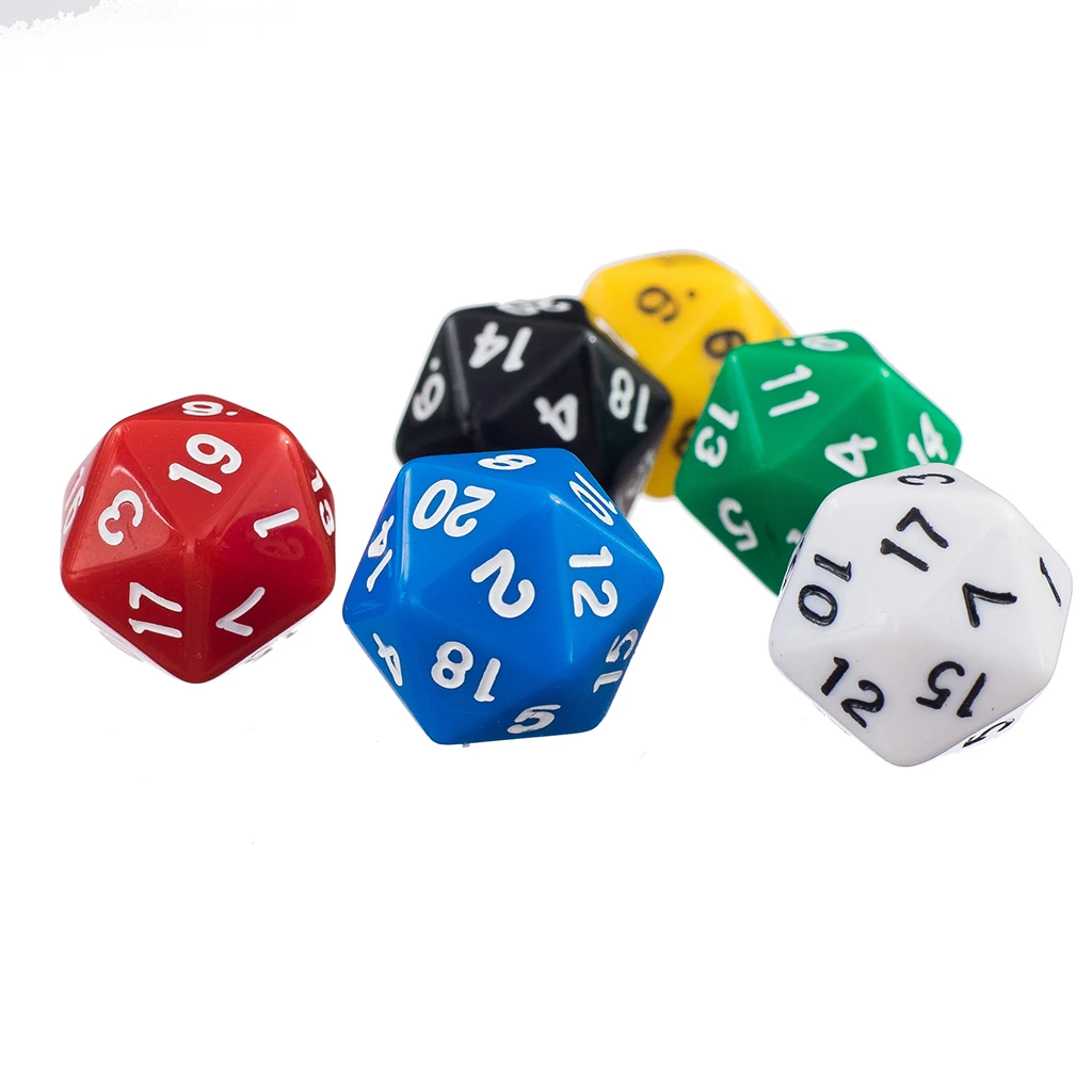 6 шт. 20 Двусторонняя D20 красочные кости для игры в D & ролевые настольные