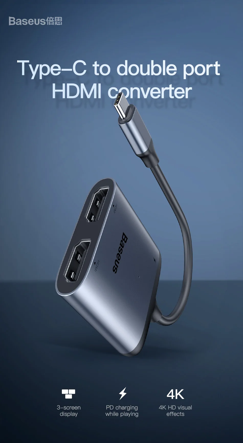 Baseus USB C концентратор type C к HDMI RJ45 Мульти USB 3,0 Thunderbolt 3 адаптер питания type-c концентратор для MacBook Pro Air USB-C сплиттер HAB