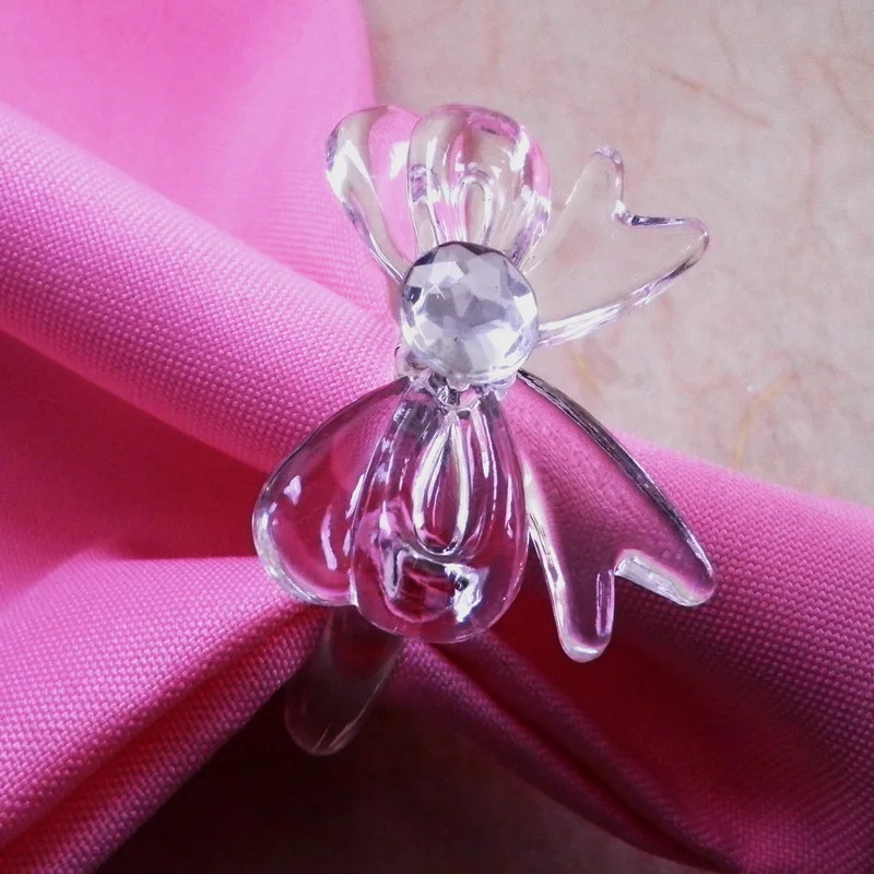 

bow crystal flower napkin rings set of 24 pcs free shipping