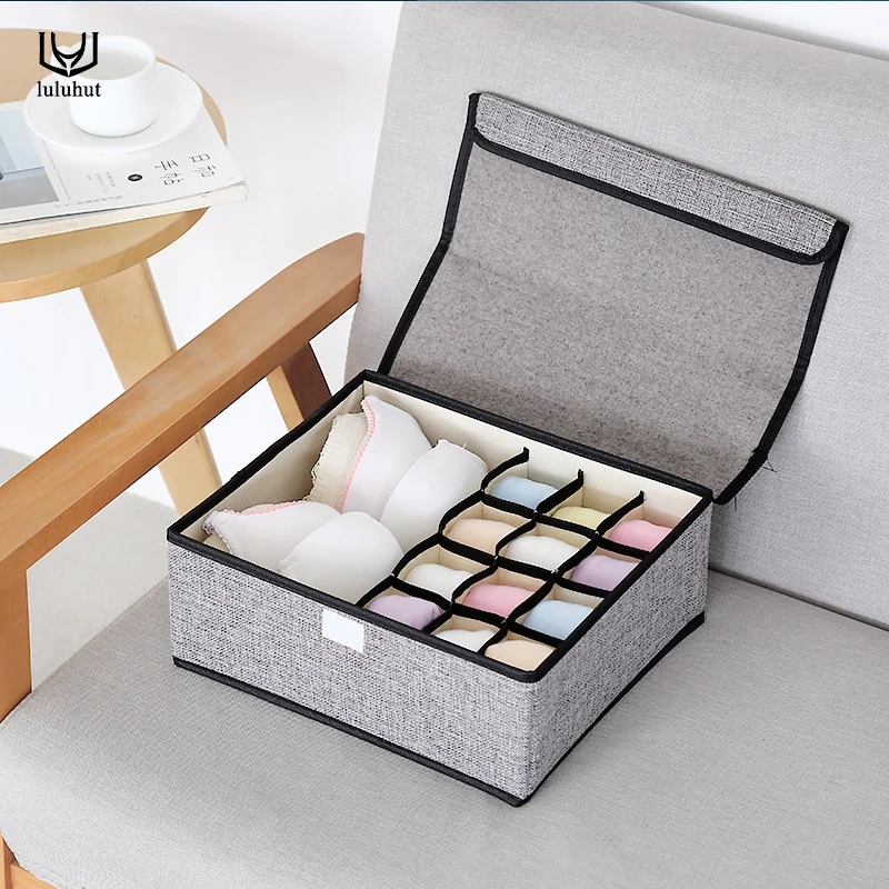 

luluhut underwear box Non-woven foldable storage box for bra socks underwear storage Multi-function home storage organizer