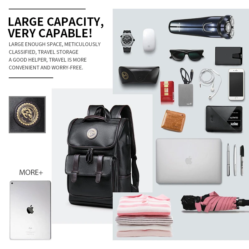 VELALISCIO кожаный рюкзак для ноутбука путешествий 15 дюймов водонепроницаемый USB