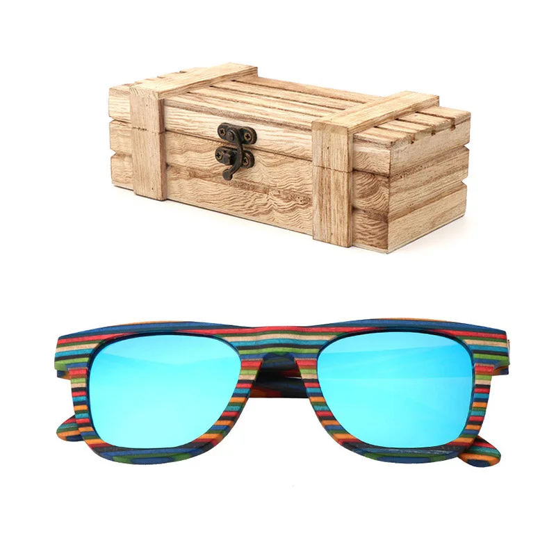 02 wood box Модные женские поляризованные солнцезащитные очки мужчин деревянные солнцезащитные очки путешествия пляжные деревянные очки с коробкой - Цвет линз: 02 wood box