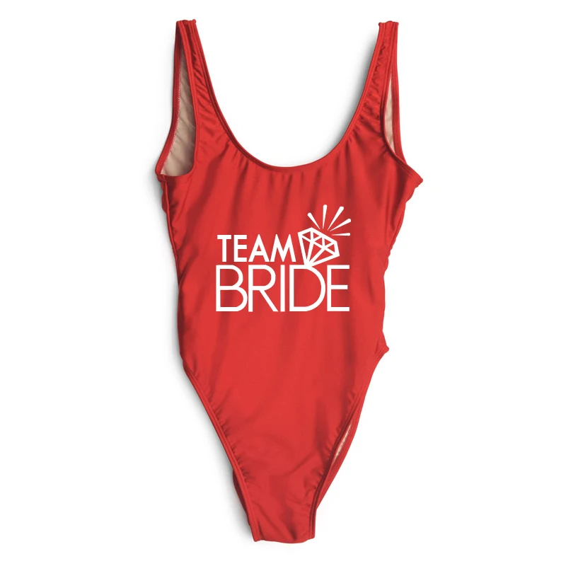 Слитный купальник с принтом TEAM BRIDE сексуальные стринги женский высоким вырезом
