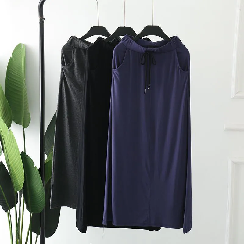 Женская длинная юбка из модала сексуальная Однотонная макси с высокой талией