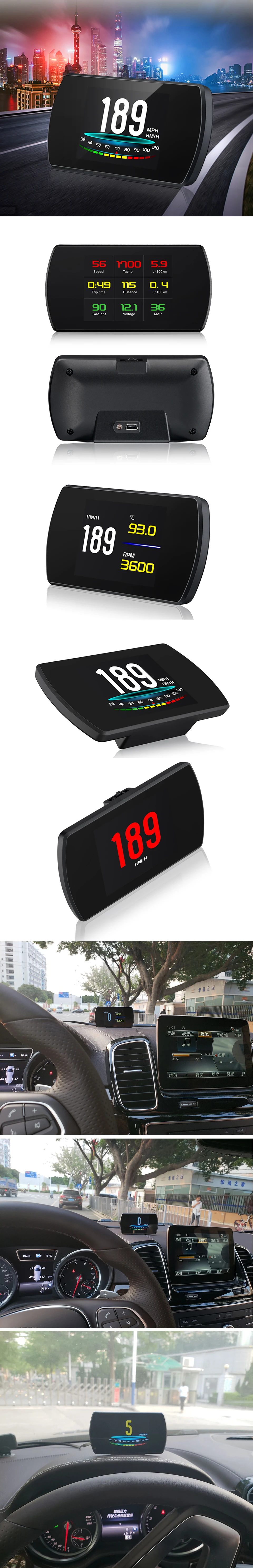VJOYCAR P12 5,8 TFT OBD Hud бортовой компьютер головой вверх Дисплей Цифровой автомобиль Скорость проектор бортовой компьютер OBD2 Скорость ometer лобовое стекло Projetor