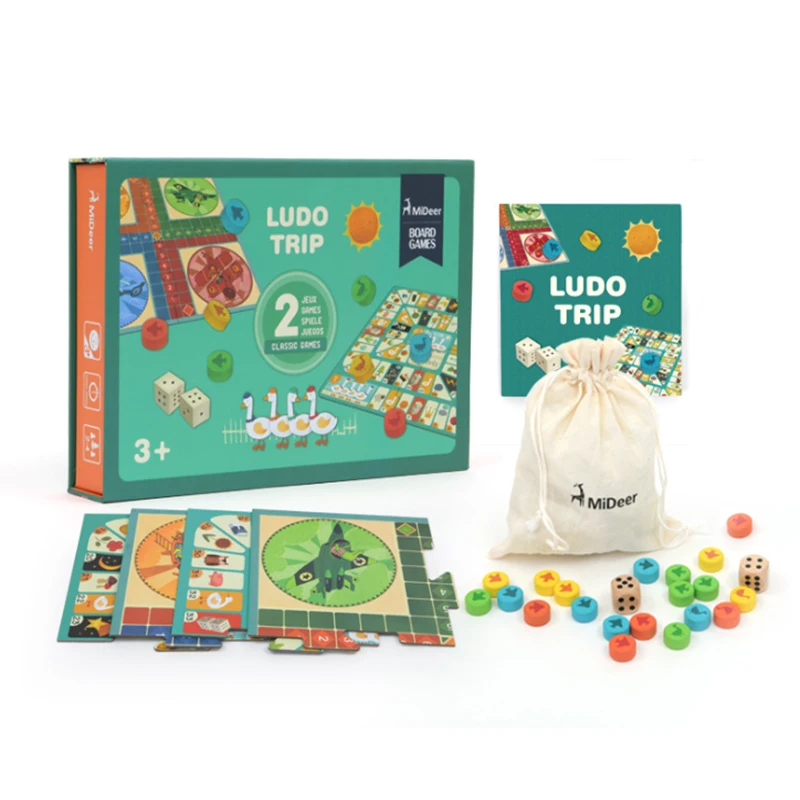 MiDeer бумажная настольная игра, Детские деревянные игрушки, Ludo Trip Go Swan, дневник полета, классические детские развивающие игрушки